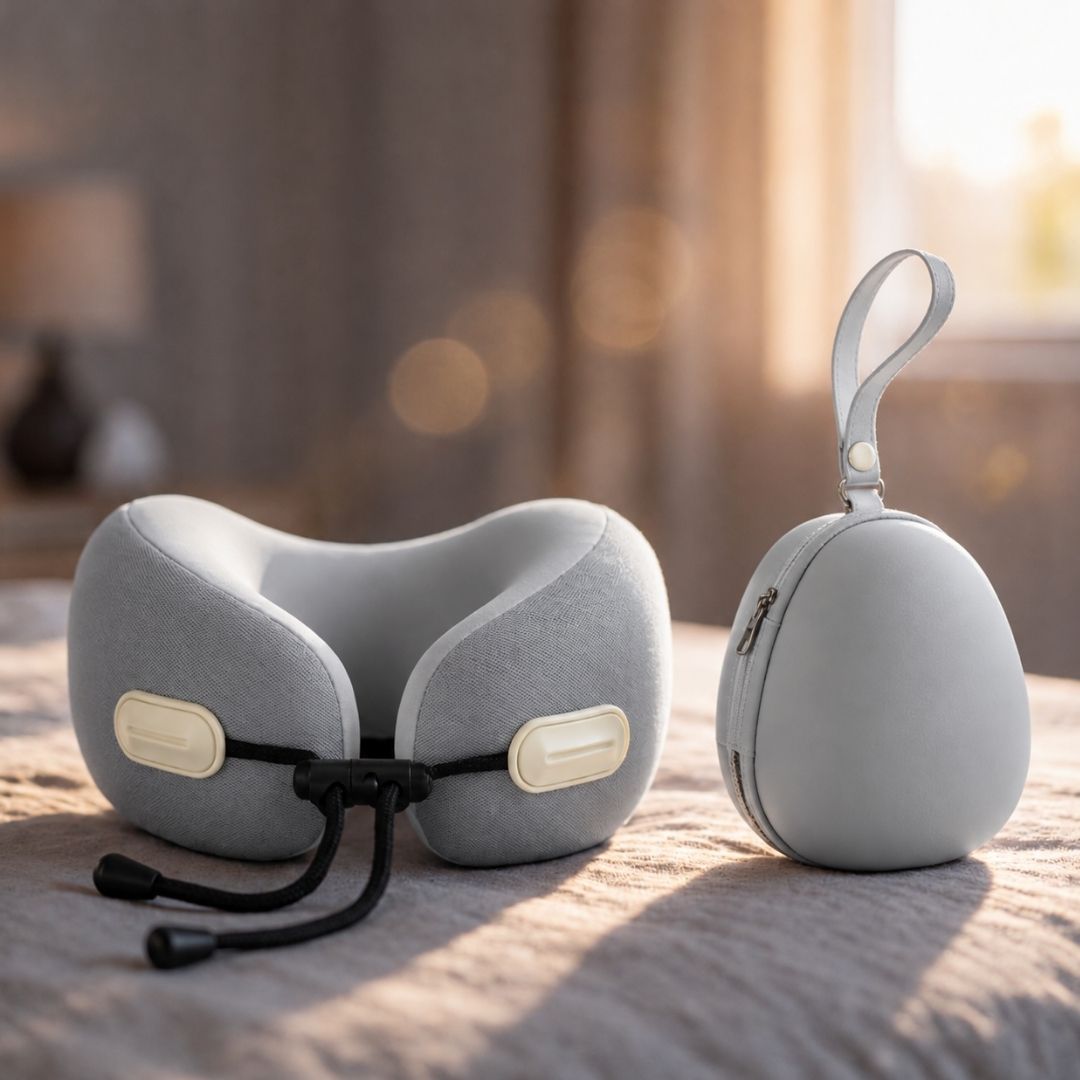 Oreiller Ploomy gris anthracite et son étui sur un lit